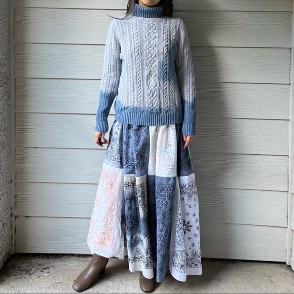 Reworked Handmade Tie Dye Indigo Croft&Barrow Chunky Turtleneck Sweater. -CA4 - Picture 6 of 12
